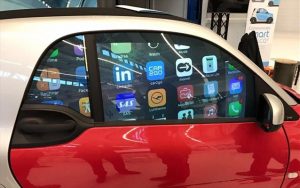 Car windows - "smart" screens for ads and messages!